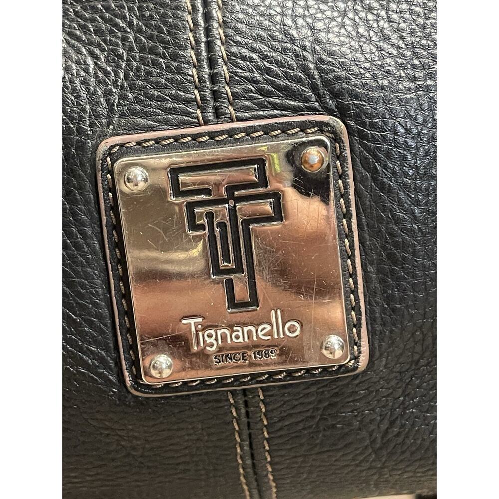 Vintage Tignanello Perfect 10 HmBag~Black Pebble Grain Leather Purse Handbag - Picture 2 of 9
